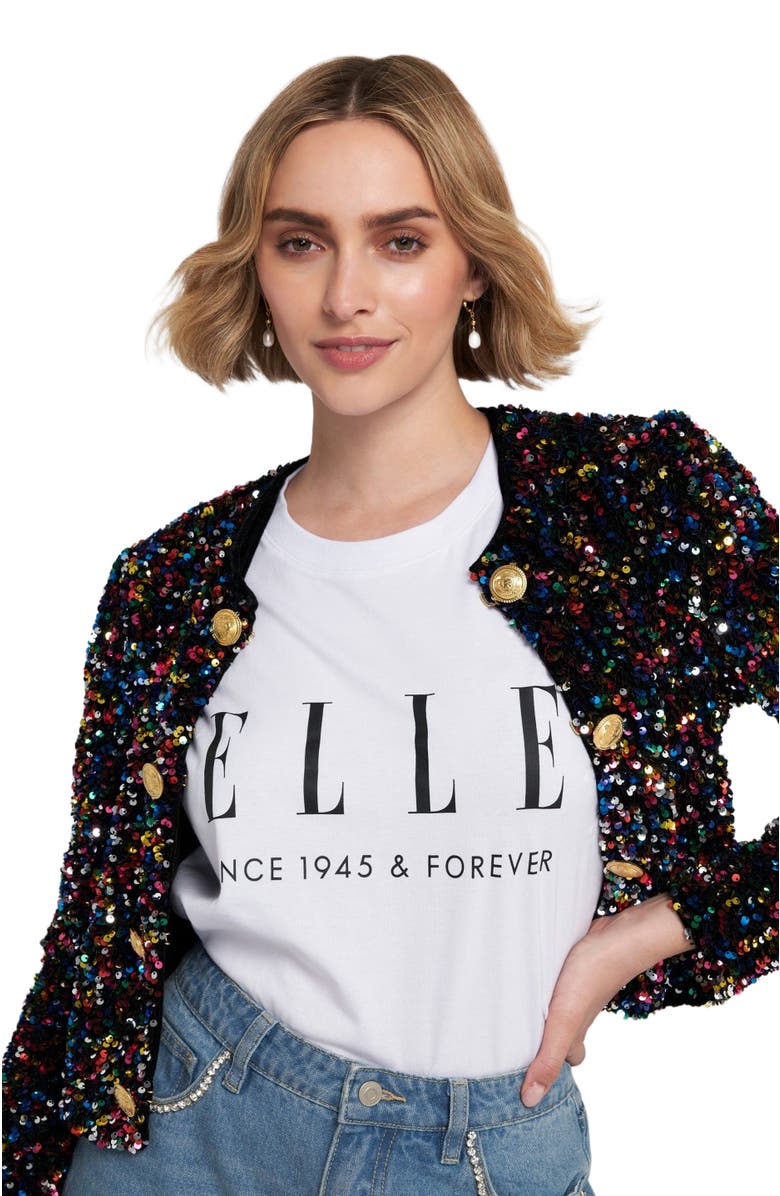 ELLE Collection Sequin Cropped Jacket, Alternate, color, Multi