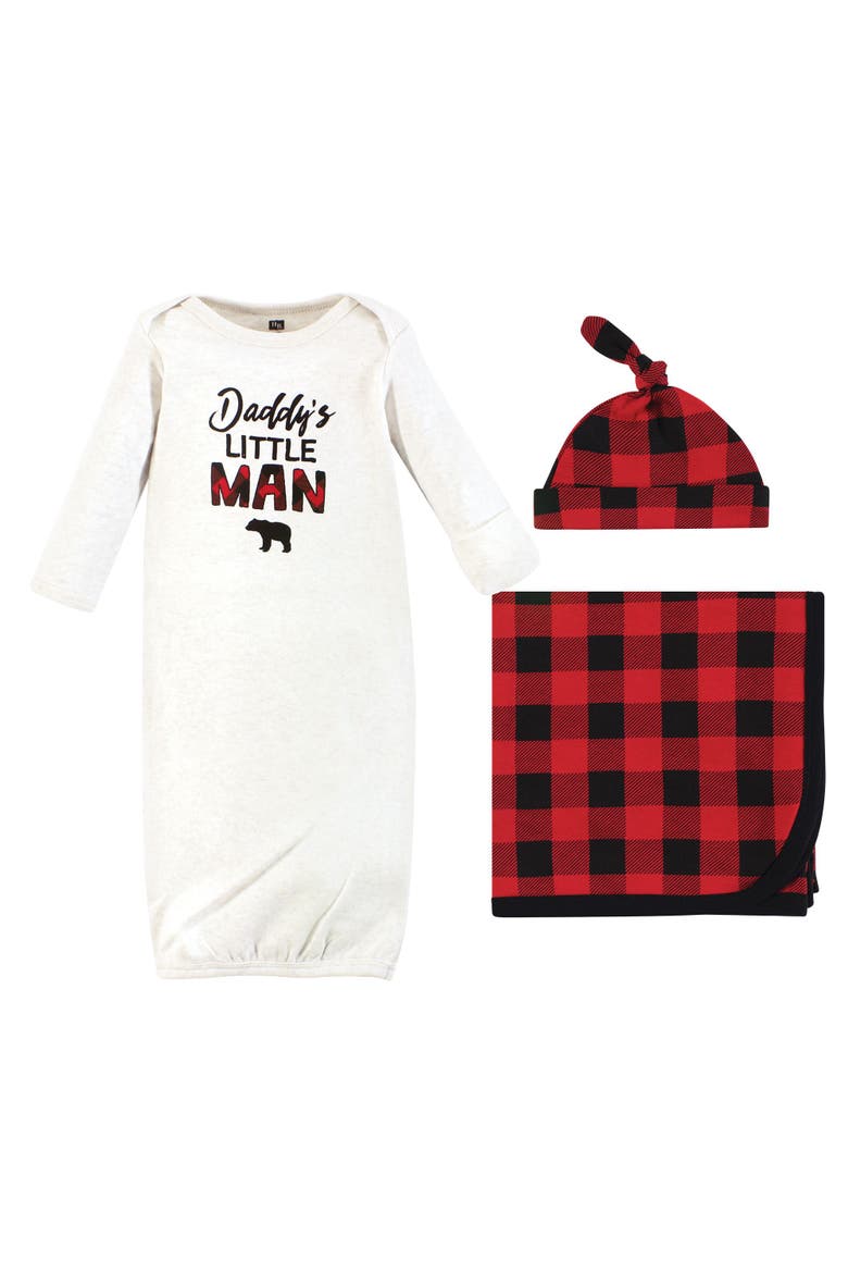 Newborn Layette Collection Gown, Swaddle & Choice of Headwear, Main, color, Daddy'S Man