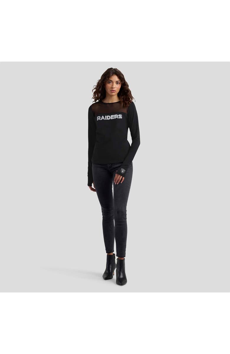 WEAR by Erin Andrews Women's WEAR by Erin Andrews x Gracie Hunt Black Las Vegas Raiders Mesh Panel Long Sleeve T-Shirt, Alternate, color, Black
