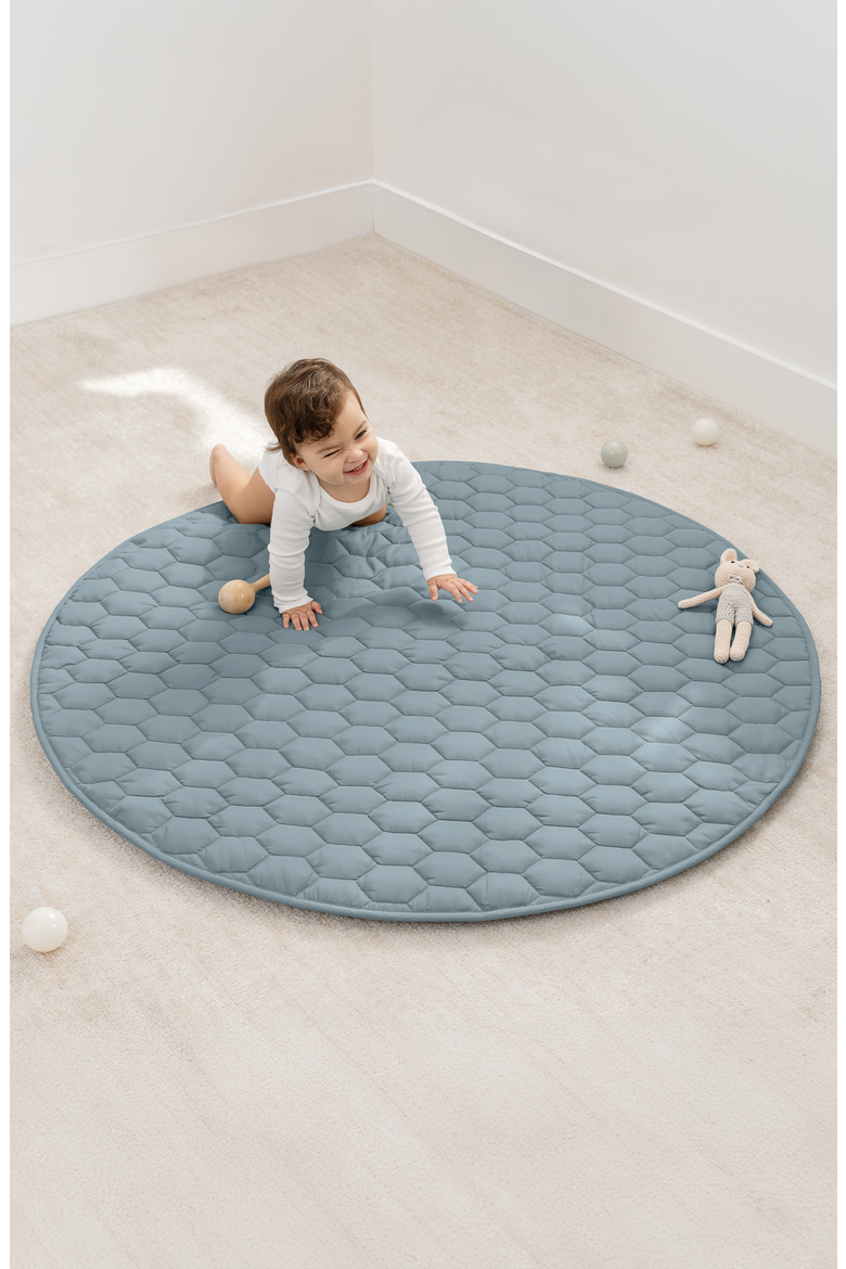 Premium Play Mat with Non-Slip Bottom, Round, Alternate, color, Pacific Blue