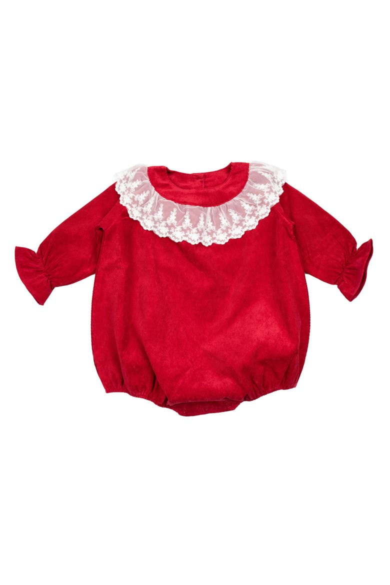 Lace Collar Bubble Romper, Main, color, Red
