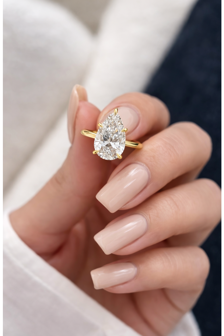 2 ct. Pear-Cut Moissanite VVS1 Ring in Gold Vermeil or Sterling Silver Isabella, Alternate, color, Gold