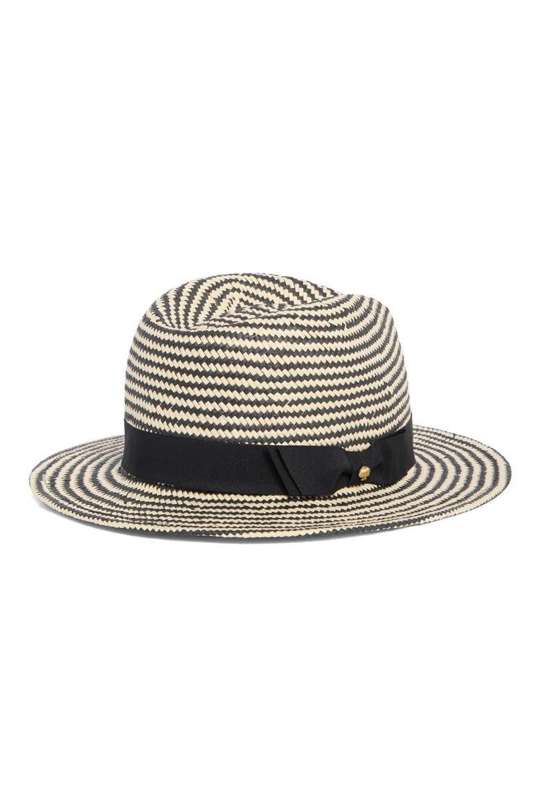 Two-Tone Fedora Hat, Alternate, color, NATURAL/ BLACK