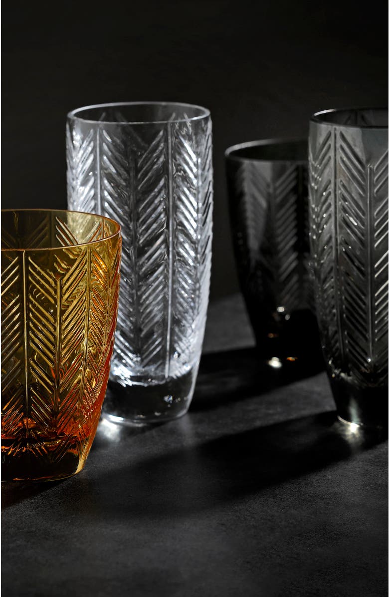 Missoni Home Tableware Champagne Glasses ZIG ZAG Set of 6  Transparent 11 oz, diam. 2.5", H 5.5", Main, color, NO COLOR
