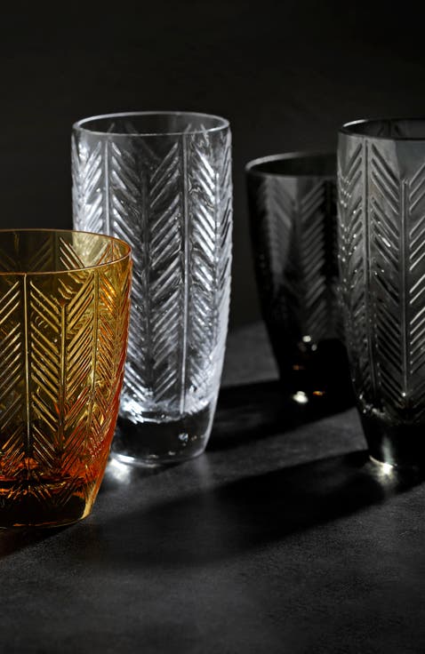 Champagne Glasses ZIG ZAG Set of 6  Transparent 11 oz, diam. 2.5", H 5.5"