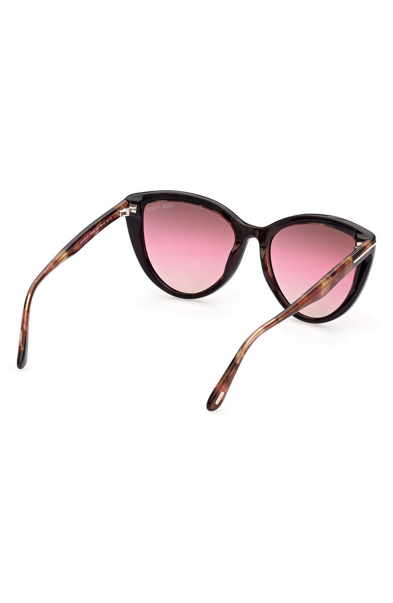 TOM FORD Isabella-02 56mm Gradient Cat Eye Sunglasses, Alternate, color, Sblk/ Brng