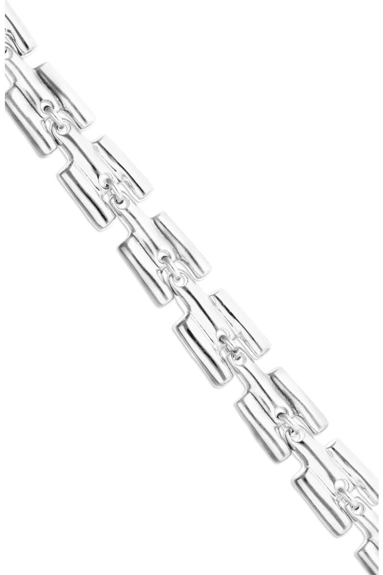 Sterling Silver Plated Bracelet with Links, Alternate, color, Silver