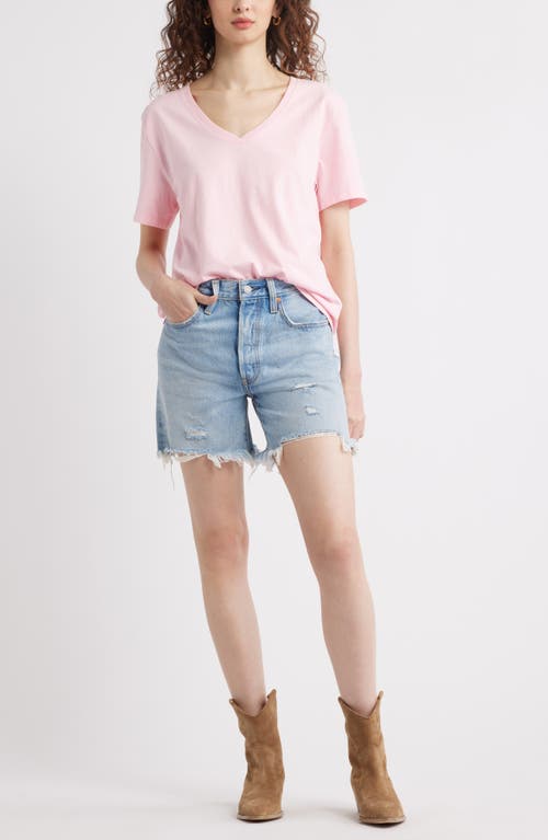 Treasure & Bond Core Cotton V-neck T-shirt In Pink Coral