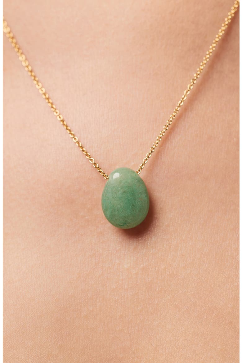 Pebble Mini Pendant Necklace, Alternate, color, GOLD / GREEN