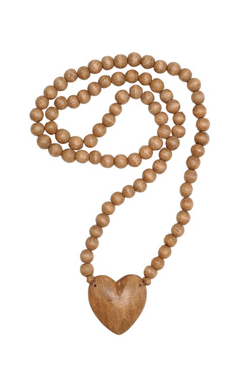 Hand Carved Wood Beads with Heart