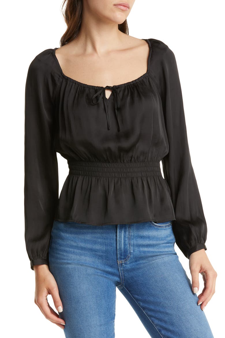 Odalynn Long Sleeve Top, Main, color, BLACK