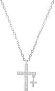 Queen Jewels Cubic Zirconia Double Cross Pendant Necklace