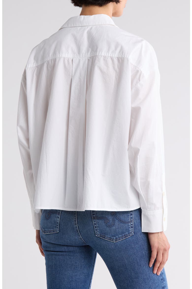 Cropped Cotton Button-Up Shirt, Alternate, color, WHITE