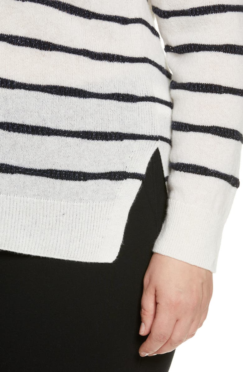 Lafayette 148 New York Stripe Cashmere Blend Sweater, Alternate, color, 