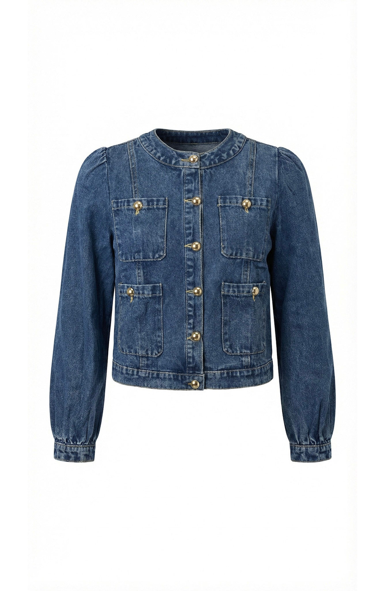 Modenaire Button Front Utility Pocket Denim Jacket, Alternate, color, Dark Indigo Blue