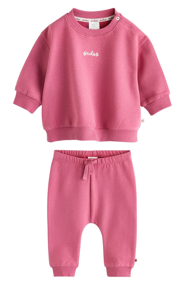 NEXT Smiles Sweatshirt & Joggers Set, Main, color, Pink