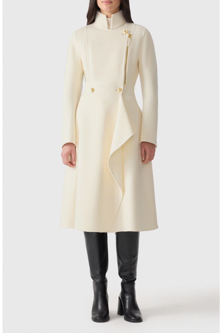 Annia Asymmetric Wool Double Face Coat, Main, color, CREAM