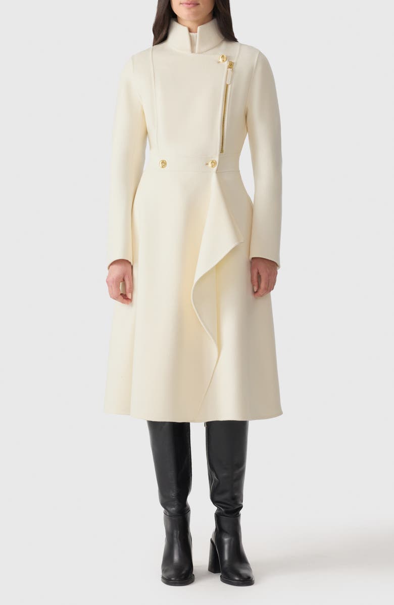 Mackage Annia Asymmetric Wool Double Face Coat, Main, color, Cream