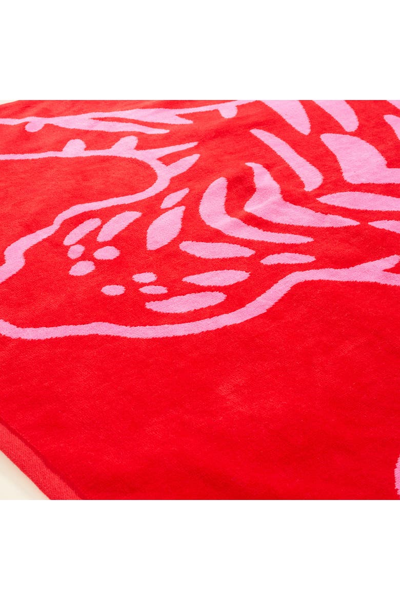 Tabea Bonita Jacquard %100 Cotton Velvet Beach Resort Style, Alternate, color, Red - Pink