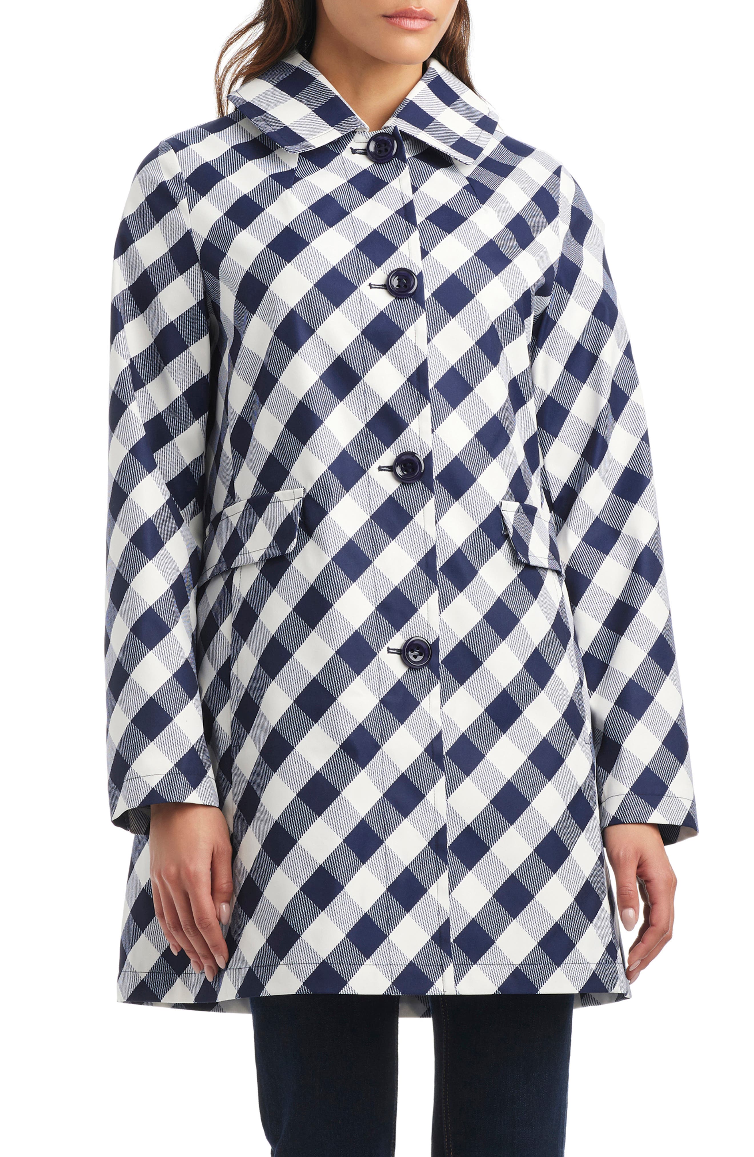 hooded water resistant a-line trench coat