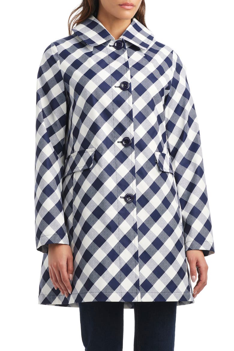 hooded water resistant a-line trench coat, Main, color, PLANETARY NAVY