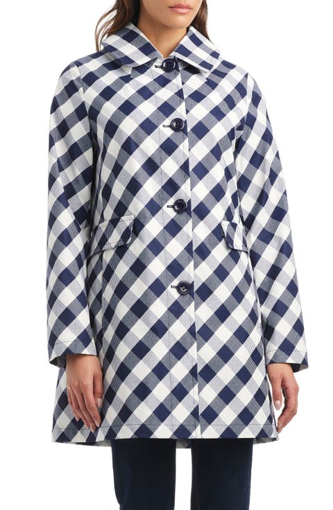 hooded water resistant a-line trench coat