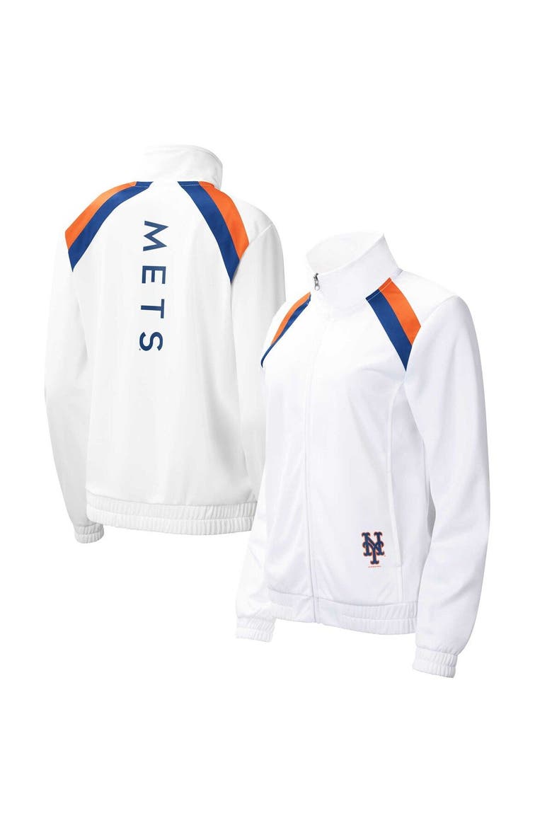Women's G-III 4Her by Carl Banks White New York Mets Red Flag Full-Zip Track Jacket, Main, color, White