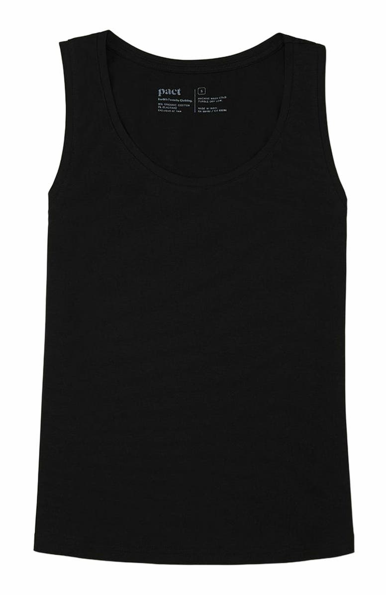 Pact Organic Cotton Luxe Stretch Jersey Tank, Alternate, color, Black