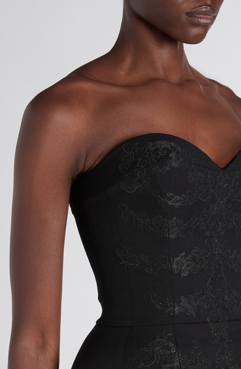 McQueen Embroidered Structured Wool Peplum Corset, Alternate, color, Black