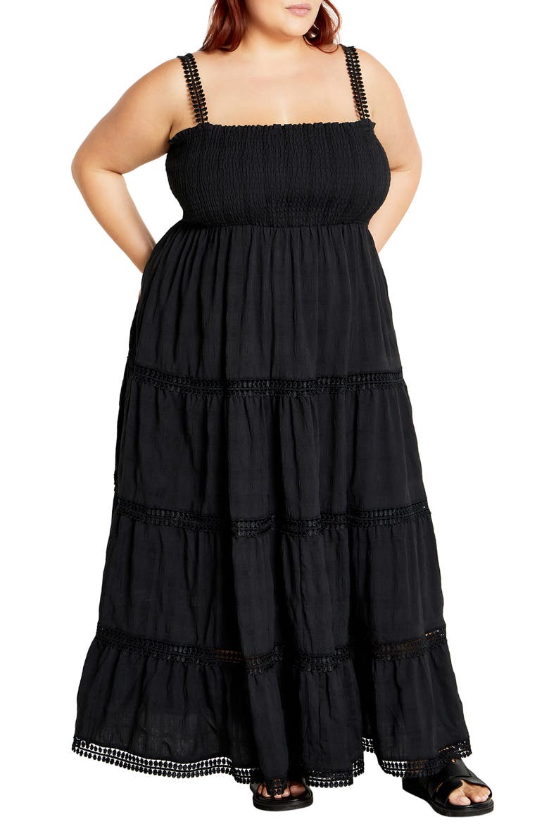 Dakota Tiered Maxi Sundress, Alternate, color, BLACK