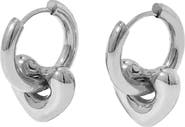 Outofoffice Silver Heart Removable Huggie Earrings