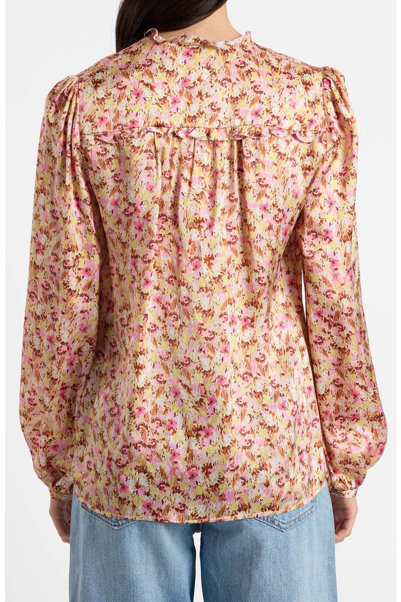 Blaine Long Sleeve Buttoned Blouse in Floral Silk Blend, Alternate, color, Sweet Pink