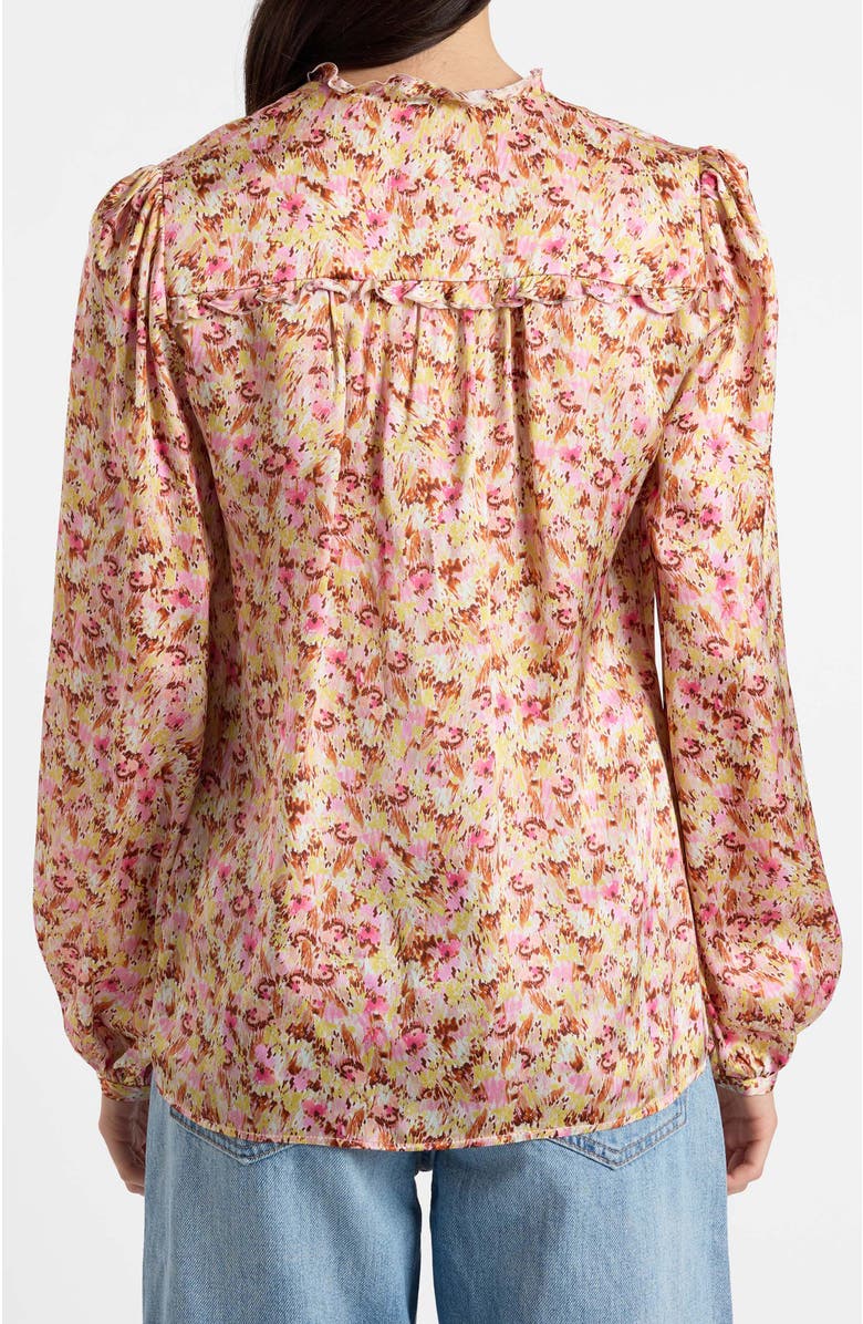 Santorelli Blaine Long Sleeve Buttoned Blouse in Floral Silk Blend, Alternate, color, Sweet Pink