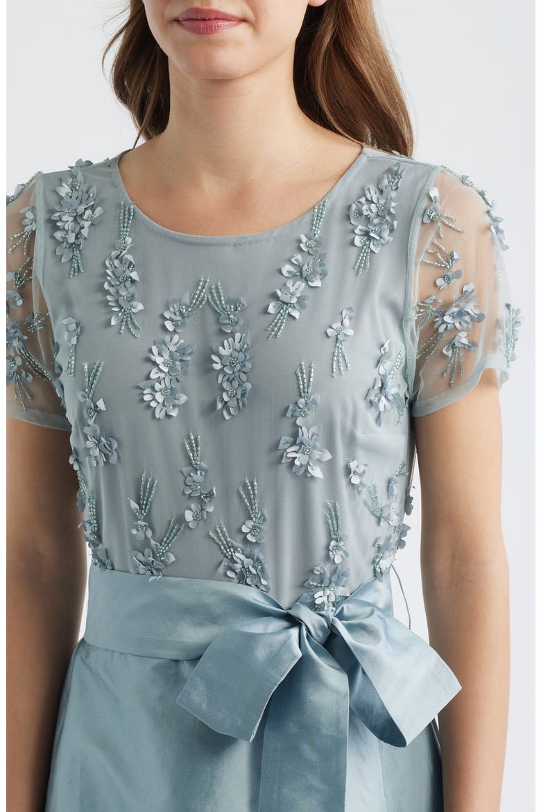 3D Floral Bodice Beaded Gown, Alternate, color, ICE