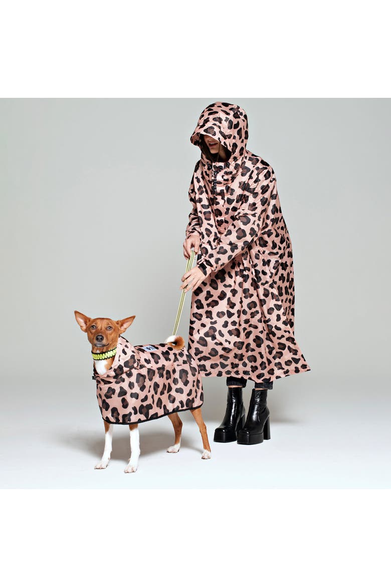 Dog Rain Poncho Panther, Alternate, color, Pink