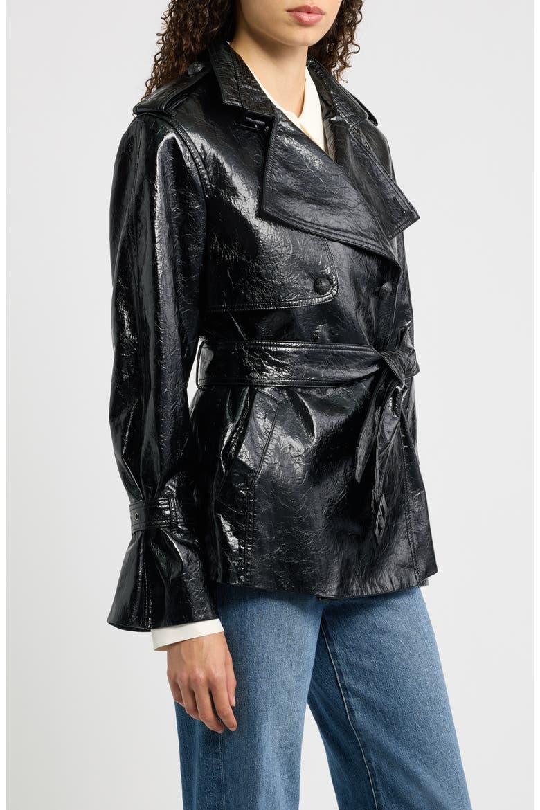 Anabelle Faux Leather Jacket, Alternate, color, BLACK