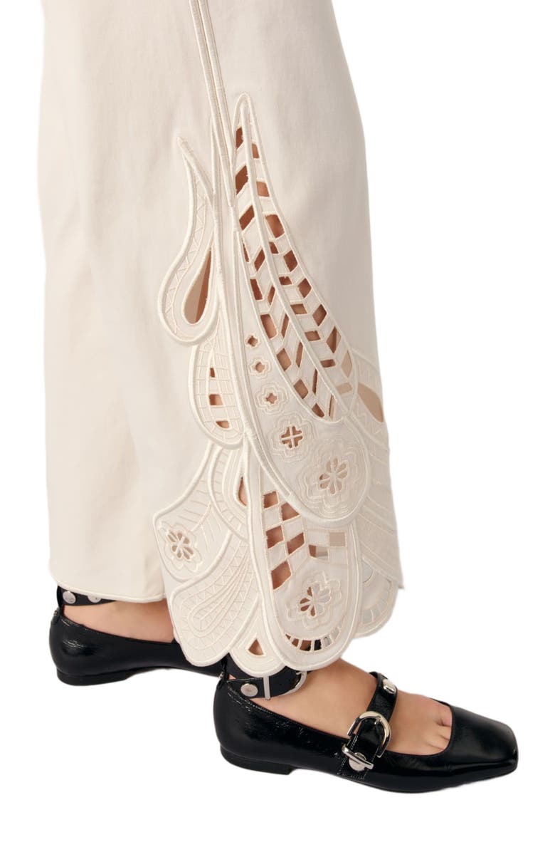 maje Embroidered trousers, Alternate, color, 