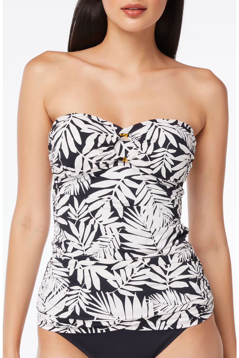 Oasis Draped Ring Bandeau Tankini Top, Alternate, color, BLACK