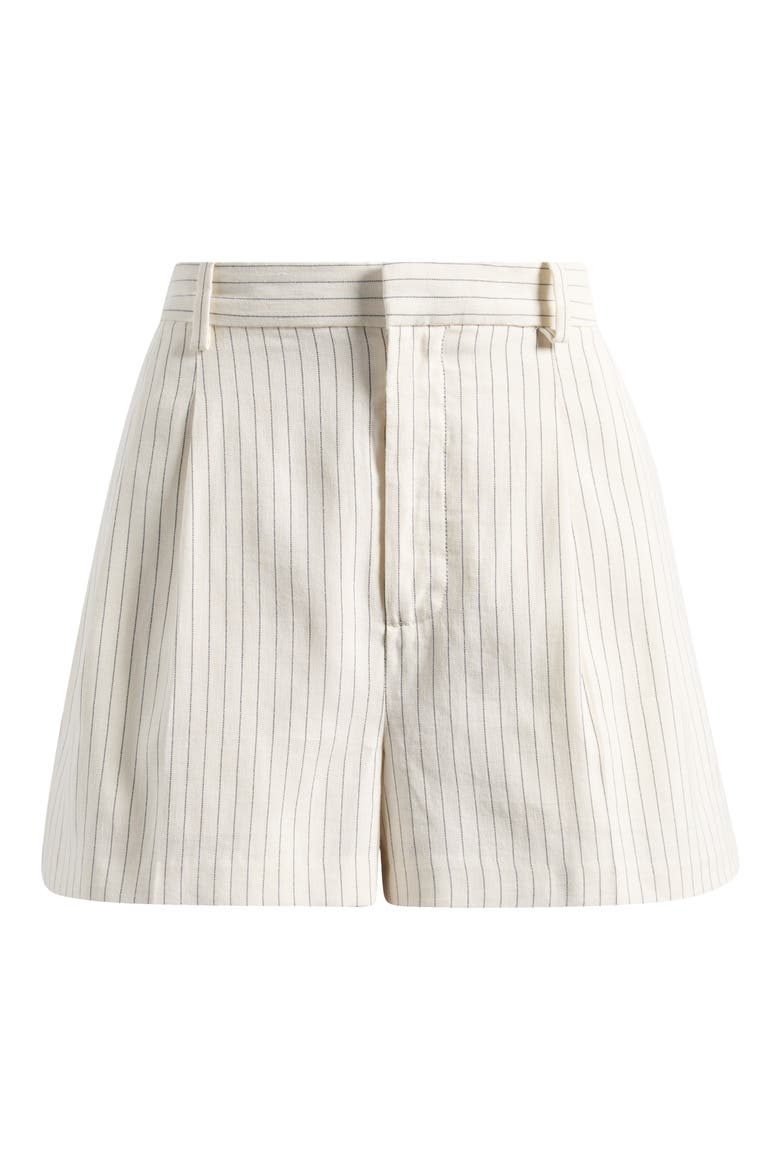 Easy Pleated Linen & Cotton Blend Shorts, Alternate, color, TAN AND BLACK STRIPE