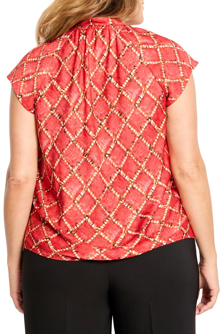 Squiggle Check Cap Sleeve Top, Alternate, color, RED MULTI