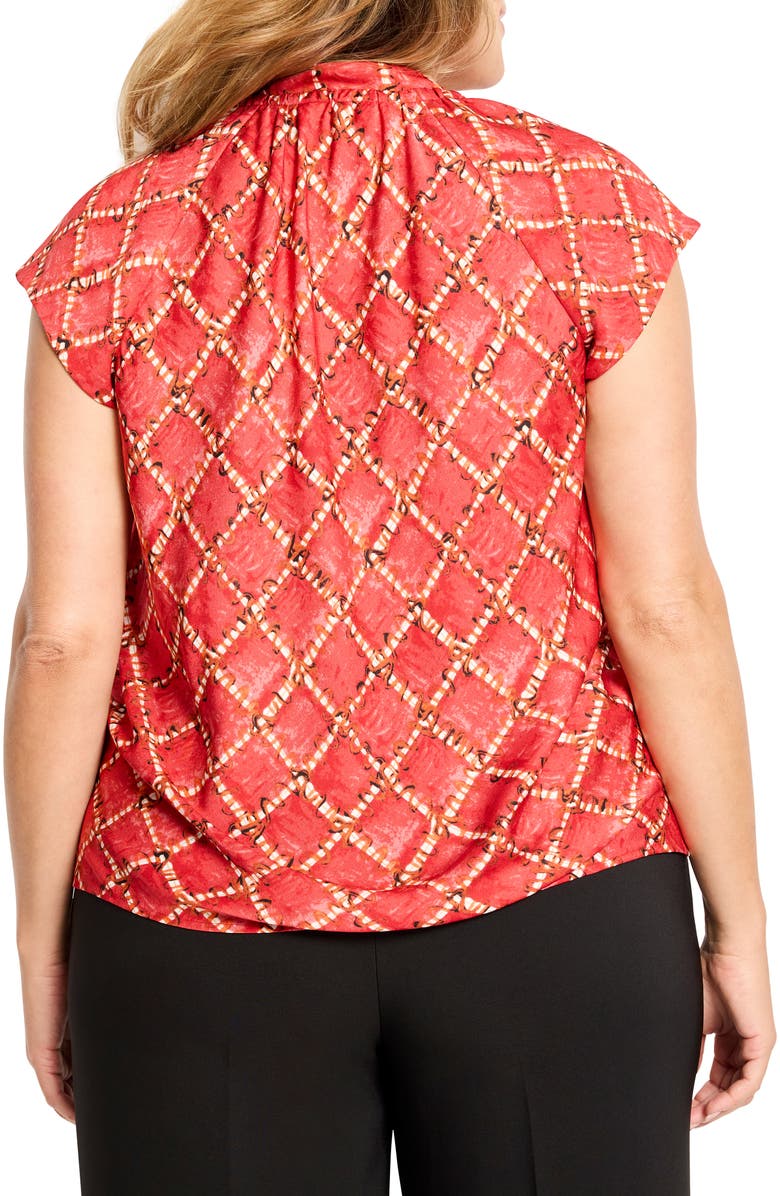 NIC+ZOE Squiggle Check Cap Sleeve Top, Alternate, color, Red Multi