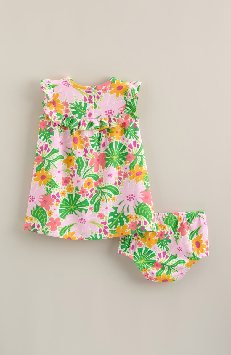 Tucker + Tate Ruffle Yoke Cotton Dress with Bloomers, Alternate, color, White Tropical Floral