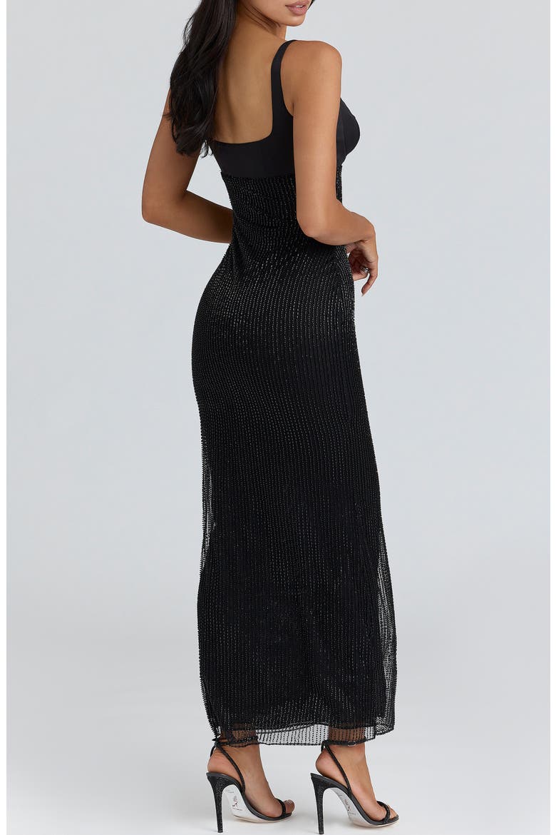Ari Hand Beaded Body-Con Gown, Alternate, color, BLACK