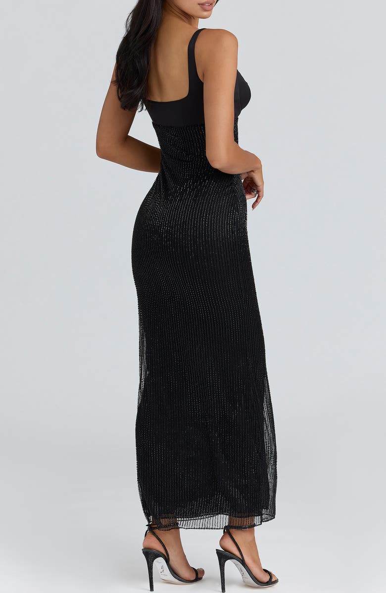 HOUSE OF CB Ari Hand Beaded Body-Con Gown, Alternate, color, Black