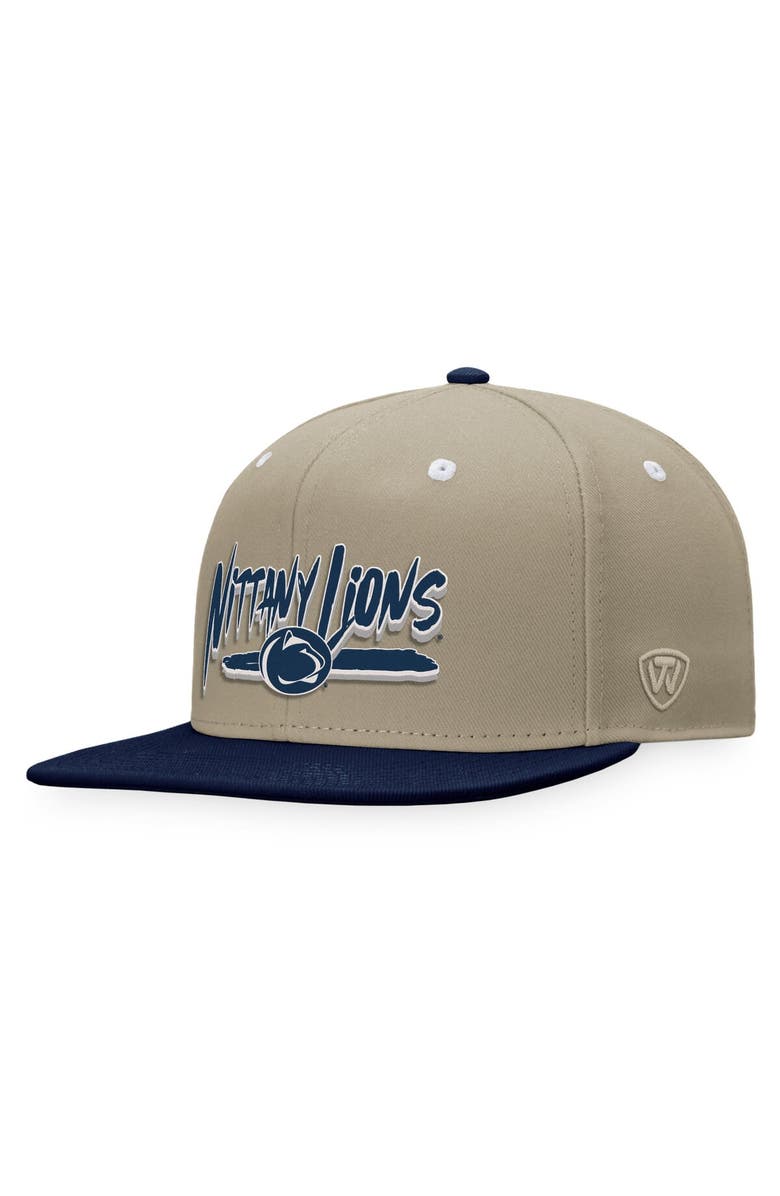 TOP OF THE WORLD Men's Top of the World Khaki/Navy Penn State Nittany Lions Land Snapback Hat, Main, color, Khaki