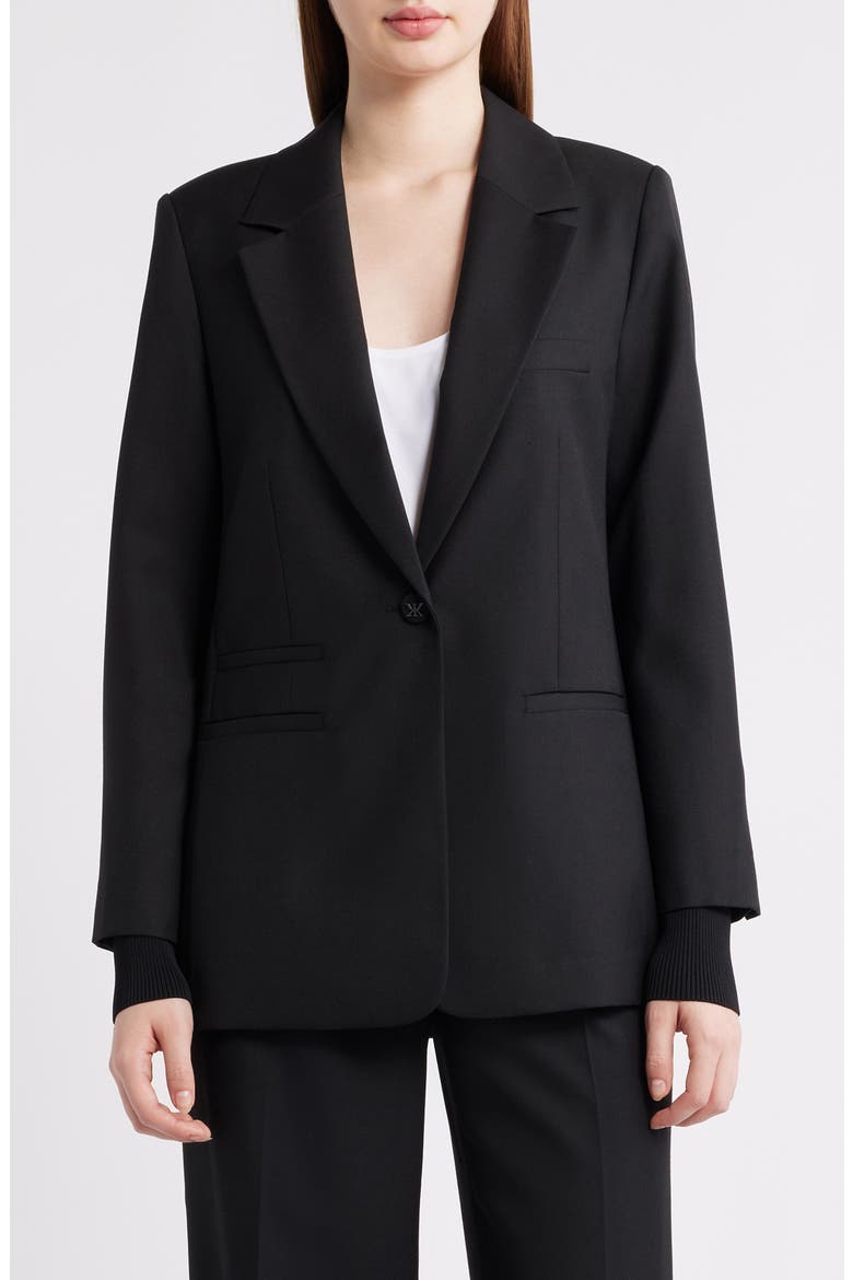Nora Wool Blend Blazer, Main, color, BLACK