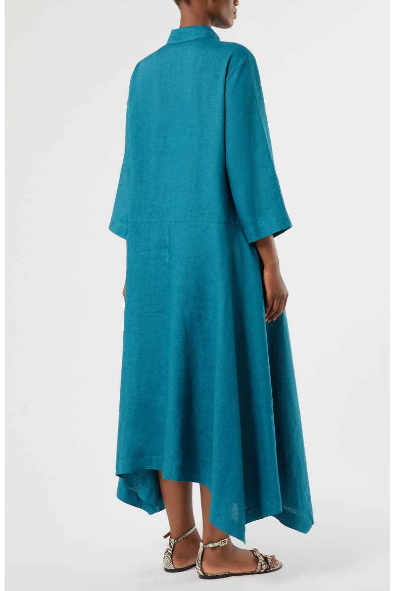 Valpe Shark-Bite Hem Linen Shirtdress, Alternate, color, TURQUOISE