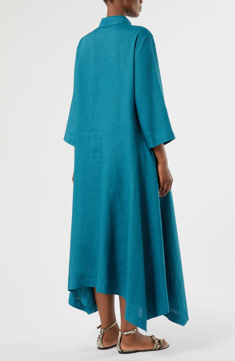 Marina Rinaldi Valpe Shark-Bite Hem Linen Shirtdress, Alternate, color, 