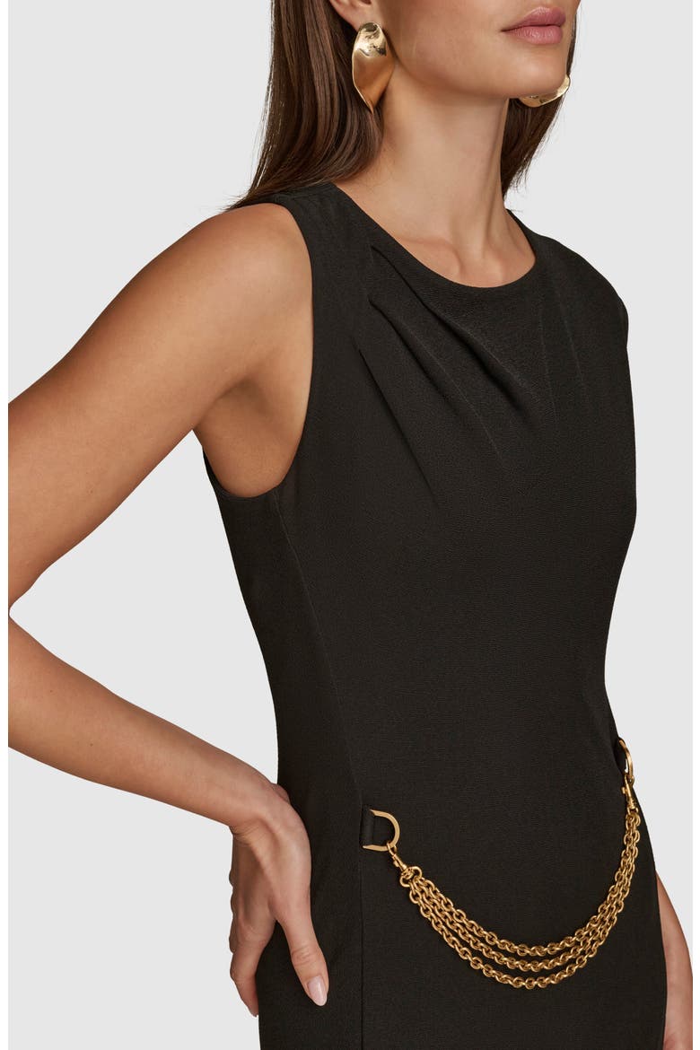 Chain Detail Sleeveless Sheath Dress, Alternate, color, BLACK