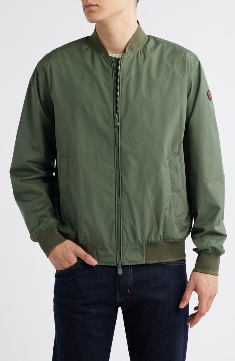Save The Duck Olen Water Resistant Bomber Jacket, Alternate, color, Thyme Green